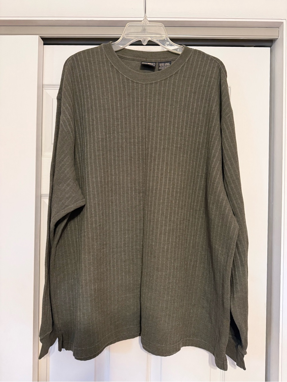 Men's Vinted Route 66 Olive Green Ribbed Crewneck Sweater - Size XL